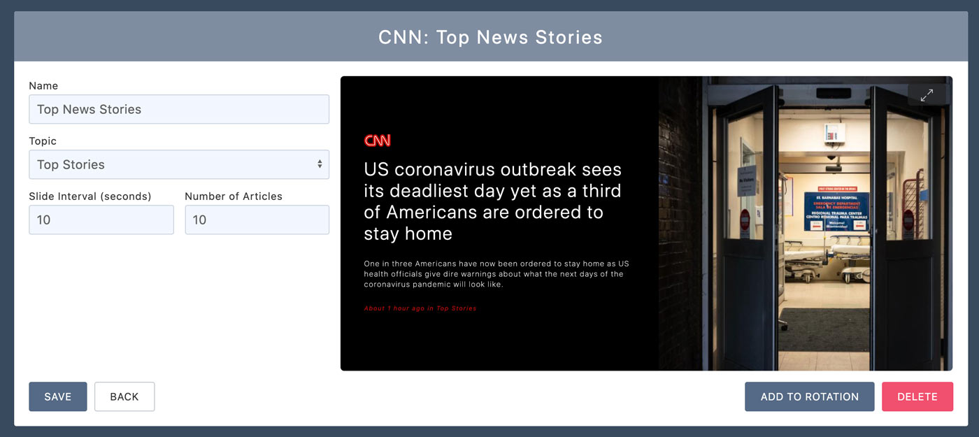 Display Breaking News Announcements