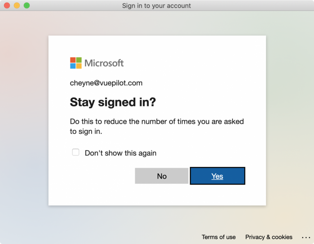 Microsoft Stay Signed In