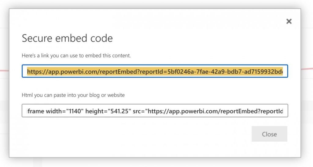 Power BI Secure Embed Code