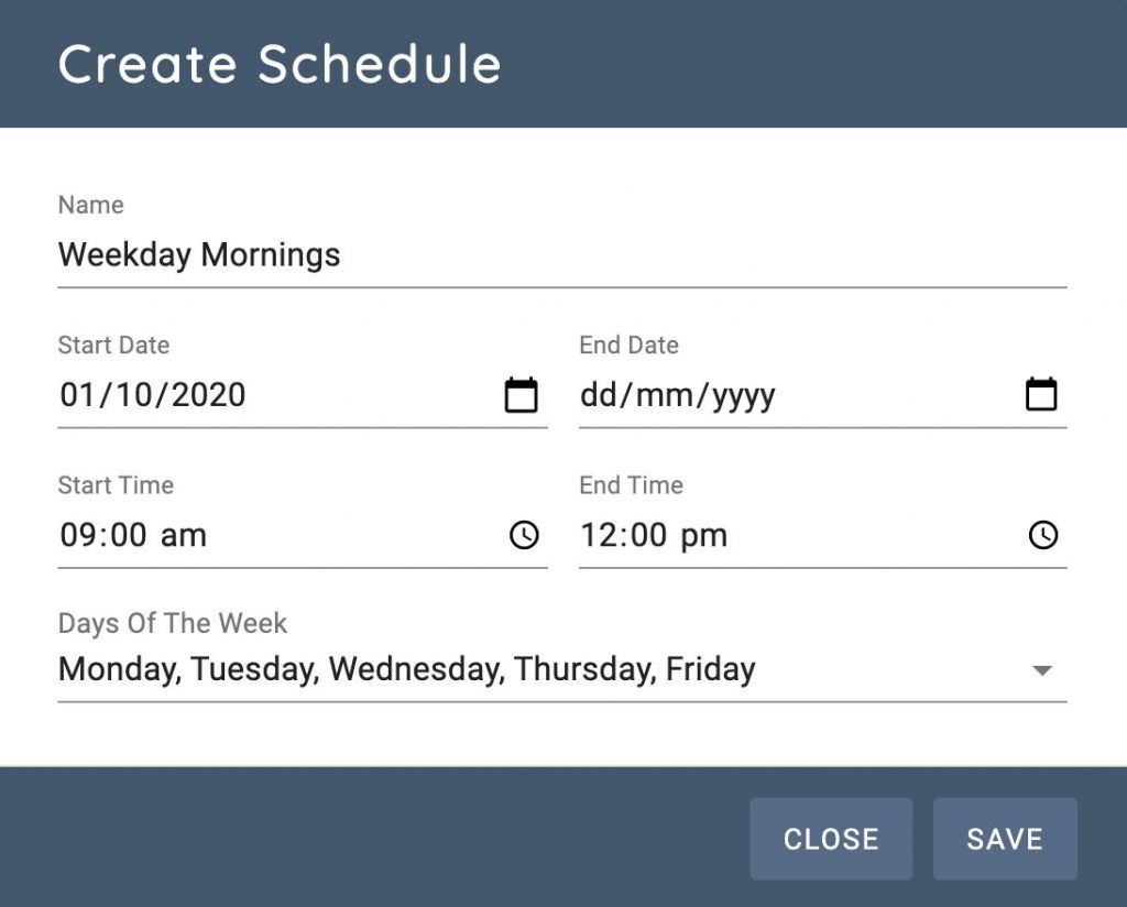Weekday Schedule Edit