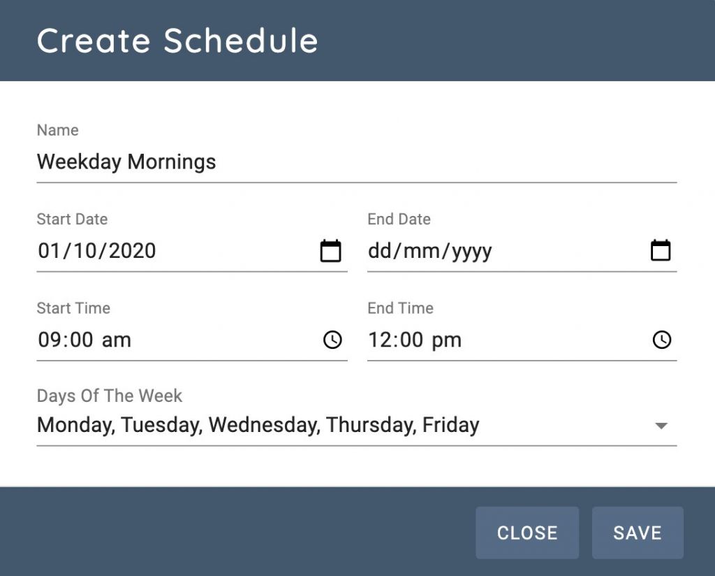 Weekday Schedule Edit